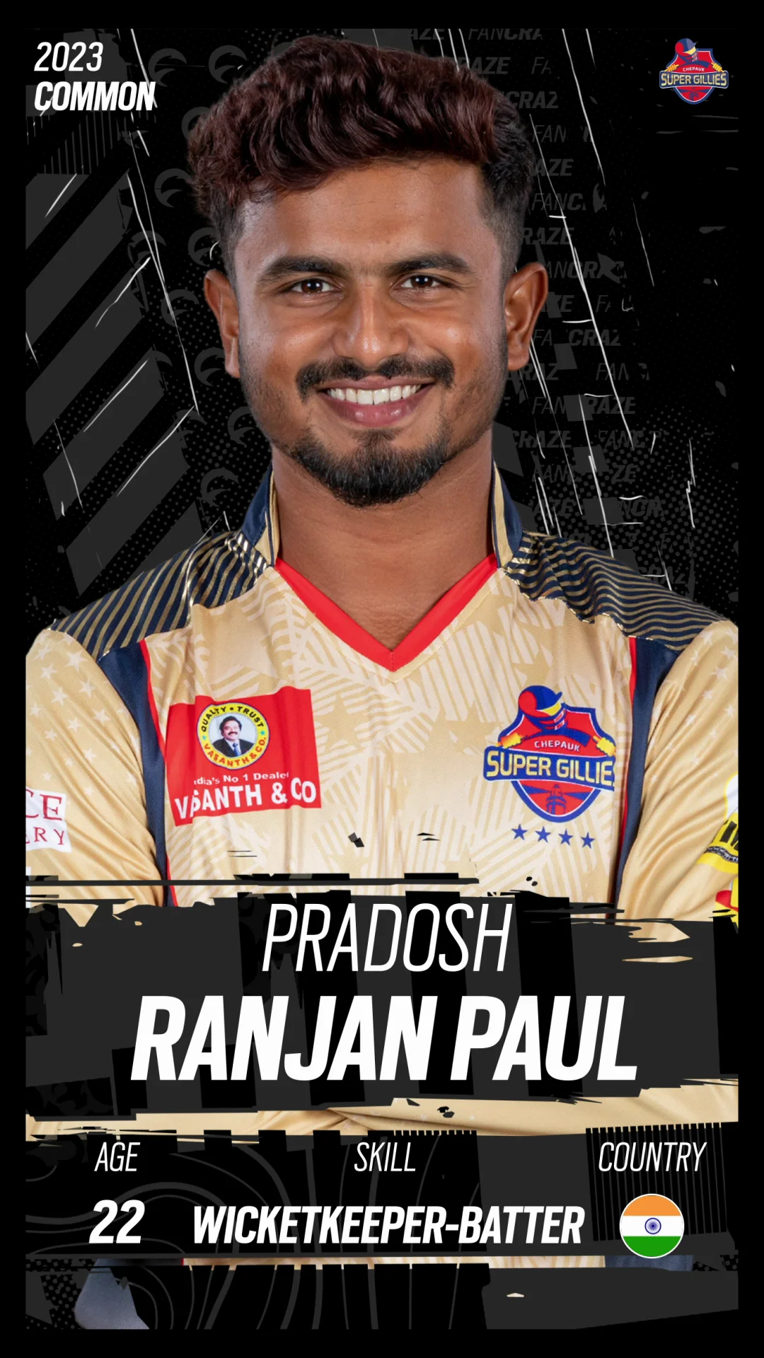 Pradosh Ranjan Paul Digital Player Card | CSG - TNPL 2023 | FanCraze